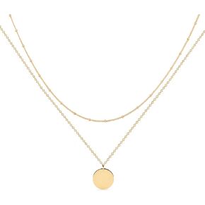 Gold Dainty Women Layered Necklace - 14k Gold Plated Coin Choker Necklace, Simple Necklaces for Women Trendy