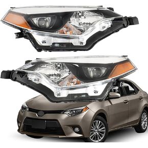 Headlights Front Head Lamps Replacement for 2014 2015 2016 Toyota Corolla Projector Headlights Pair Left+Right Side (Passenger Driver Side)