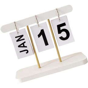 Perpetual Calendar for Desk Wooden Desk Calendar Perpetual Flip Calendar Modern Standing Calendar Reusable Tabletop Calendar for Home Office Classroom Decoration