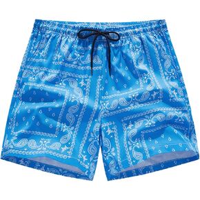 Men's Boho Paisley Print Summer Casual Drawstring Waist Track Shorts with Pockets