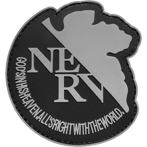 Morton Home-Genesis Evangelion EVA Nerv Gold Uniform Tactical Military Badge Hook Back Type 3D PVC Rubber Patch (Grey)