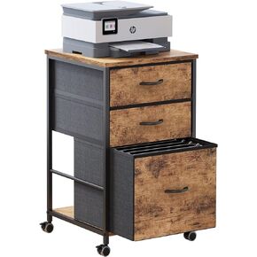 2 Drawer Mobile File Cabinet,Rustic Brown File Cabinets for Home Office, Rolling Printer Stand with Storage, Filing Cabinet 2 Drawer fits A4 or Letter Size for Home Office