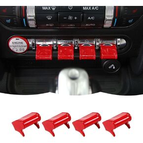 RT-TCZ Carbon Fiber Center Console Control Navigation Switch Button Trim Cover Decoration Interior Accessories for Ford Mustang 2015-2023