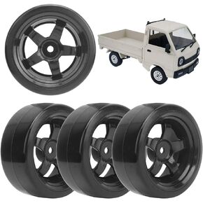 RC Wheel Rim Tire, Wear‑Resistant 63mm RC Hard Plastic Tyres for RC 1/10 On-Road Racing Car and Drift Car for WPL D12 1/10 RC Car