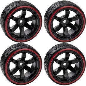 Hard Plastic Wheel Rims & Plastic Tires 12mm Hex Compatible with Traxxas HSP Tamiya Kyosho Himoto 1/10 RC Drift Car (Style 2)
