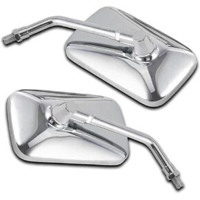 DREAMIZER 10MM Chrome Motorcycle Mirror Universal Rectangle Motorcycle Rear View Mirrors Compatible for Shadow Magna 750 Spirit 1100 Vulcan VN 500 800 1500 1600 SV650S Scooter Street Bike