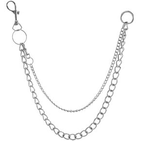 Bomine Hip Hop Pants Jean Chain Goth Punk Silver Trousers Chains Biker Heavy Thick Wallet Pocket Chains Silver Keychains Body Jewelry for Men and Women (Silver) in Kuwait