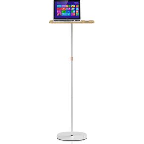 Portable Laptop Floor Stand, Bedside/Sofa Table with Height Adjustable 18''~47'', Stylish Movable Workstation Floor Standing Desk for Office, Meeting Room, Living Room Easy Assembly, White