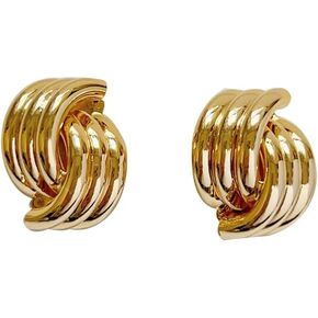 Gold Statement Geometric Dangle Drop Earrings for Women Girls Chunky Trendy Knot Stud