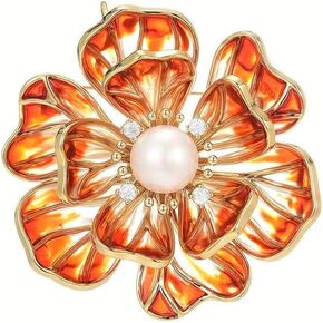 Flower Brooch for Women Girls Rhinestone Flower Brooch Pin 18k Gold Plated Flower Brooch Lapel Pin Jewelry Thanksgiving Day Birthday Wedding Gifts for Mom Wife in Kuwait