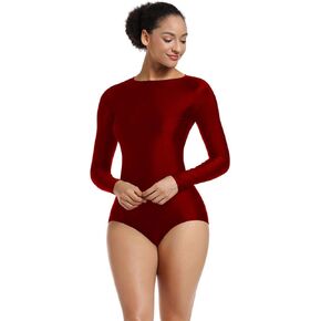 Women's Snap Crotch Long Sleeve Leotard Bodysuit Tops