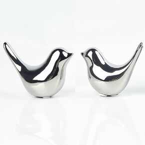 Small Animal Statues Home Decor Modern Style Birds Silver Decorative Ornaments for Shelf Living Room Bedroom Office Desktop Cabinets