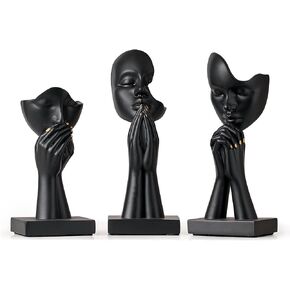 3 Pcs Black Decor Prayer Statues, Modern Prayer of Peace Figurines Shelf Decor Accents, Abstract Art Sculpture Home Decorations for Living Room Bedroom Office Bookshelf Coffee Table, Gifts for Women