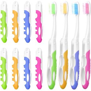 EasyHonor Travel Toothbrush Bulk, Folding Toothbrush with Medium Soft bristles, for Hiking, Camping, Traveling, School, and Home Supplies. (12 Pcs)