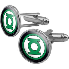 Green Lantern Logo Round Cufflink Set Silver Color