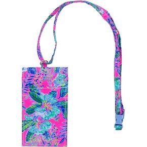 Lilly Pulitzer Lanyard with ID Holder, Keychain Wallet for School or Office, Badge Holder with Clear Window and Card Slots (Lil Earned Stripes)