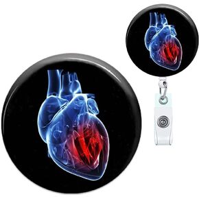 Heart RN Nurse Badge Reel Holder Labor and Delivery Nicu Badge Reels Retractable for Nurses Badge Clip RN LVN CNA LPN Nursing Student, Name Card Badge Holder with Alligator Clip