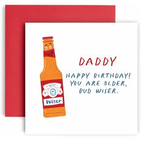 Huxters Birthday Cards for Men - Older Bud Wiser Funny Birthday Card for him Nephew - Funny Birthday Day Card for Best Friend Fun Happy Birthday - 14.8cm (Nephew)