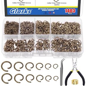 Glarks 1403Pcs 10mm 5mm 4mm 7mm 8mm Open Jump Rings Kit, Iron Round Ring Connectors Nickel Free Sliver O Rings for Jewelry Making Connectors and Necklace Repair
