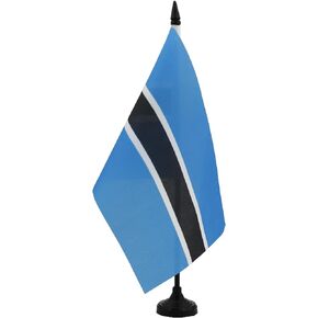 AZ FLAG Botswana Table Flag 5'' x 8'' - Botswanan Desk Flag 21 x 14 cm - Black Plastic Stick and Base