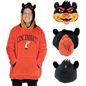 Plushible University of Cincinnati Snugible 2-in-1 Wearable Blanket Adult, Transforming Pillow - Oversized Sports Hoodie with Front Pocket - Cozy Hoodie Blanket for Women & Men