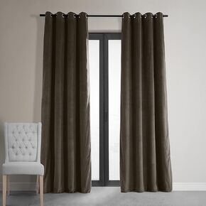 HPD Half Price Drapes Signature Grommet Blackout Velvet Curtains For Living Room 50 X 120 (1 Panel), VPCH-194007-120-GRBO, Warm Black