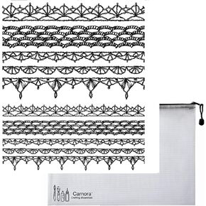 Tim Holtz Stampers Anonymous Crochet Trims Cling Stamp, Carnora Mesh Storage Bag, Bundle of 2 Items