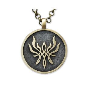 Fire Emblem Crest of Flames Symbol - Fire Emblem Three Houses Merch Necklace Pendant - Fire Emblem Awakening - Fire Emblem Pendant - Fire Emblem Jewelry - Golden Brass Necklace