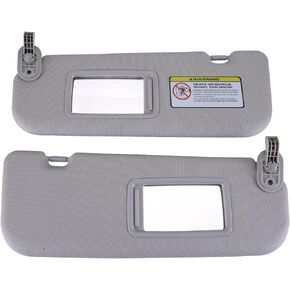 2PCS Driver & Passenger Side Sun Visor Pair Set W/Mirror Suitable for 2012-2015 Hyundai Veloster Gray