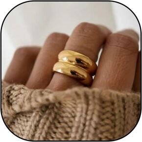 Harry and Henry Chunky Gold Rings for Women Non Turnish Gold Plated Rings That Don't Tarnish Chunky Rings Simple Stackable Band Rings Jewelry for Girls Minimalist Gold Jewelry for Women