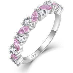 STARCHENIE Stackable Ring for Women | 925 Sterling Silver Baguette Cut Eternity Bands| Birthstone Rings Size 5-10