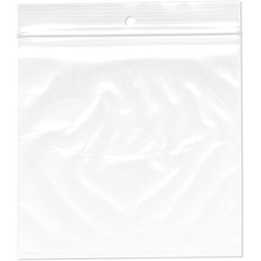 Plymor 5" x 5" (Pack of 100), 2 Mil with Hang-Hole Zipper Reclosable Plastic Bags