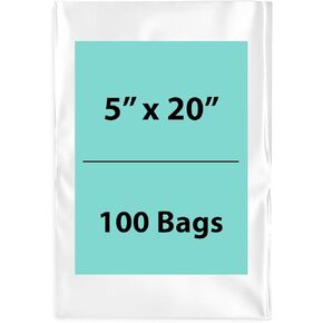 Multiple Sizes Clear Flat Poly Bags - 5"x12" & (100 Bags) 2Mil Flat Open Top Plastic Packaging Packing | Flexible and Durable Plastic Bags | Low-Density Polyethylene (LDPE)