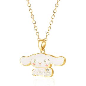 Hello Kitty Sanrio Womens Cinnamoroll Necklace 18", Flash-Plated Cinnamoroll Enamel 3D Pendant Necklace Official License
