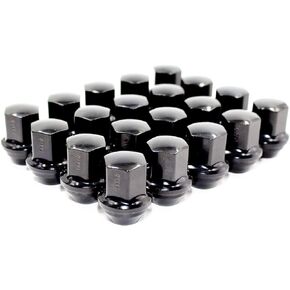 Set of 20 Veritek 14x1.5mm Black 7/8 22mm Hex Duplex Large Wide Acorn Seat OEM Style 1.5 Inch 38.5mm Lug Nuts for Buick Cadillac Chevy Chevrolet Chrysler Dodge Jeep RAM Factory Wheels VPE-14155330BK