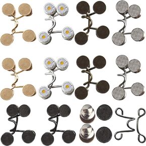 60PCS Pant Waist Tightener, Adjustable Waist Buckle Set Jean Buttons for Loose Jeans Pants Clips for Waist Pins No Sewing Brooch Tightening Waistband Tightener for Pants Jeans Skirts (10sets)
