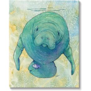 Stupell Industries Green Manatee Underwater Canvas Wall Art Design by Steve Vanderbosch