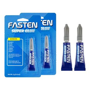 Fasten Super Glue Clear Gel, 3 Gram (0.11 oz) Tube (Pack of 2) (2)