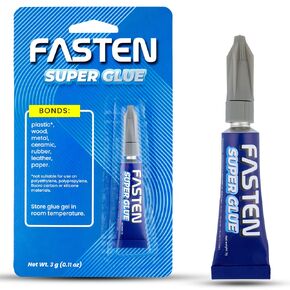Fasten Super Glue Clear Gel, 3 Gram (0.11 oz) Tube (Pack of 2) (2)