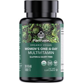 PlantFusion Organic Multivitamin for Women - One Daily Whole Food Blend Women's Multivitamin - Vegan, Non-GMO, Gluten Free & Dairy Free - 30 Tablets (1 Month Supply)
