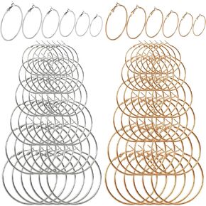 96PCS Hoop Earrings Finding, Round Hypoallergenic Earring Hoops, Stainless Steel Open Beading Hoop, for Girls Jewelry Making, DIY Earrings Crafts, 6 Sizes