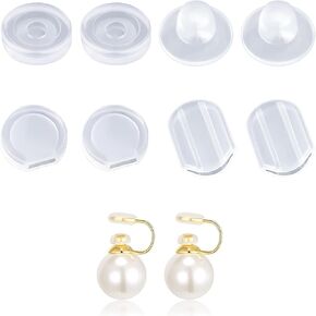 Earring Pads Clear, 4 Size Comfort Earring Cushions Pads Earring Pads Silicone for Clips on Earrings (60 Pcs) in Kuwait