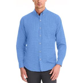 قميص Van Heusen رجالي خالٍ من التجاعيد وأكمام طويلة وأزرار سفلية