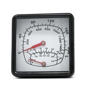 PIC Gauges TRI-SQ-402R-E Center Back Mount Industrial Square Dial Tridicator w/ Painted Grey Steel Case, Plastic Lens, 4" Dial, 0/100 psi Range, 1/2" Male NPT, 60/260° F Temperature Range