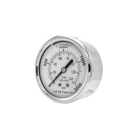 PIC Gauges SEC-302LFW-254M All Stainless Center Back Mount, 2-1-2% Accuracy