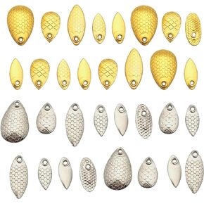 600 Pieces Fishing Metal Spinner Blades for Lure Making,Gold and Sliver Color Fishing Attractor Spinner Blades Spinnerbait Accessories for Freshwater Saltwater Fishing (6 Styles)