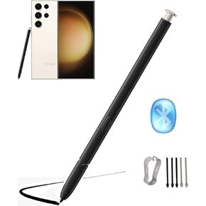 قلم S23 Ultra Stylus (مع بلوتوث) بديل لجهاز Samsung Galaxy S23 Ultra 5G Touch Stylus Pen S Pen نصائح بديلة/أطراف (أسود فانتوم)