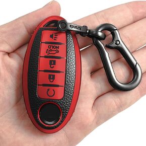 Texture Key fob Cover case with Keychain,Soft TPU Key case/Skin,4-Buttons Compatible with Altima Pathfinder Teana Murano Maxima Rogue Versa Sentra Remote Key Vehicle Accessories,Red
