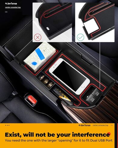 منظم وحدة التحكم المركزية للسيارة JOYTUTUS متوافق مع Camry XLE أو XSE 2018-2023 وCamry LE SE 2020 2021-22 2023 ملحقات صينية الإدخال، صندوق تخزين ثانوي لمسند الذراع، يناسب منافذ USB المزدوجة in Kuwait