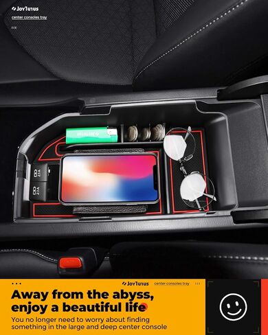 منظم وحدة التحكم المركزية للسيارة JOYTUTUS متوافق مع Camry XLE أو XSE 2018-2023 وCamry LE SE 2020 2021-22 2023 ملحقات صينية الإدخال، صندوق تخزين ثانوي لمسند الذراع، يناسب منافذ USB المزدوجة in Kuwait